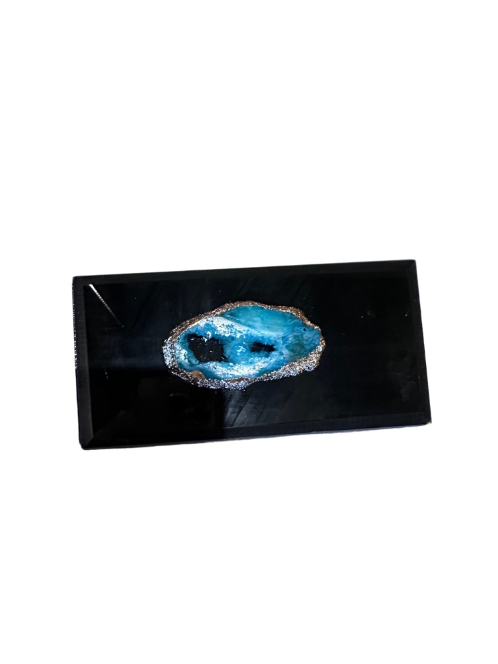 NEW Tozai Black Glossy Blue Agate Trinket Box - Variant 2